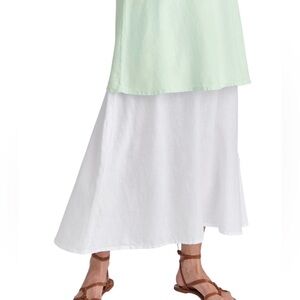 FLAX 100% Linen Lagenlook Maxi Skirt White Size M